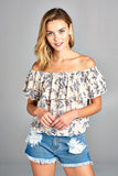 Women's Off Shoulder Layer Floral Top