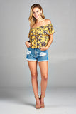 Women's Off Shoulder Layer Floral Top