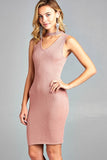 Women's Sleeveless V-Neck Choker Sweater Dress