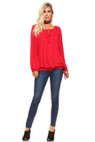 Women's Long Sleeve Solid Peasant Top