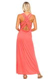 Women's Halter Maxi Dress with Cross Back Straps