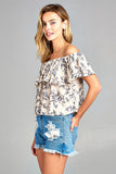 Women's Off Shoulder Layer Floral Top