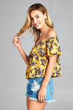 Women's Off Shoulder Layer Floral Top