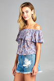 Women's Off Shoulder Layer Floral Top