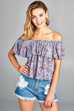 Women's Off Shoulder Layer Floral Top