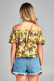 Women's Off Shoulder Layer Floral Top