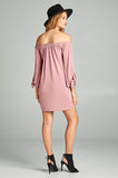 Women's Off Shoulder Tie Long Sleeve Jersey Dress