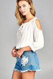 Women's 3/4 Three Quarter Cold Shoulder Top