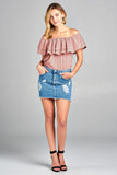 Women's Double Ruffle Off Shoulder Polka Dot Top