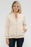 Women's Quilted Zip Up Bomber Jacket