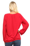 Women's Long Sleeve Solid Peasant Top