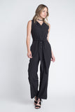 Women's Tie Sleeveless Buttoned Jumpsuit