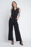 Women's Tie Sleeveless Buttoned Jumpsuit