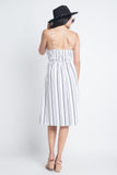 Women's Striped Button Midi Sleeveless Dress