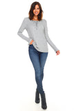 Women's Lace Up Long Sleeve Top